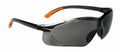 Portwest PW046 wraparound safety glasses feature black frames with tinted lenses and orange accents on the arms.