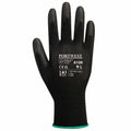 The PW081 glove by Portwest is a black work glove featuring white text that displays safety standards, including "EN388:2016," and the size "A120 9/L.