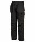 A pair of Portwest PW124 black cargo pants with multiple pockets and reinforced knee areas, shown against a white background.