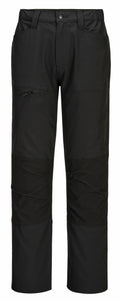 Portwest PW126 cargo pants in black, featuring multiple pockets and reinforced knee sections.