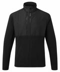 The Portwest PW136 black zip-up jacket features a high collar and a chest zipper pocket, shown against a white background.