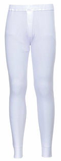 Portwest PW142 white thermal long underwear pants displayed against a plain background.