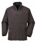 This is the Portwest PW171, a brown fleece jacket featuring a front zipper and two zippered pockets.