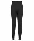 Portwest PW183 black thermal leggings featuring an elastic waistband, displayed against a white background.