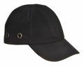 A Portwest PW220 baseball cap in black, featuring two metal eyelets on the side.