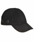 A black Portwest PW220 baseball cap with metal ventilation eyelets on the side.