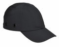 A PW220 baseball cap by Portwest in black, featuring side ventilation holes.
