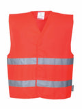 Introducing the PW333 by Portwest: a vibrant orange safety vest featuring reflective horizontal stripes.