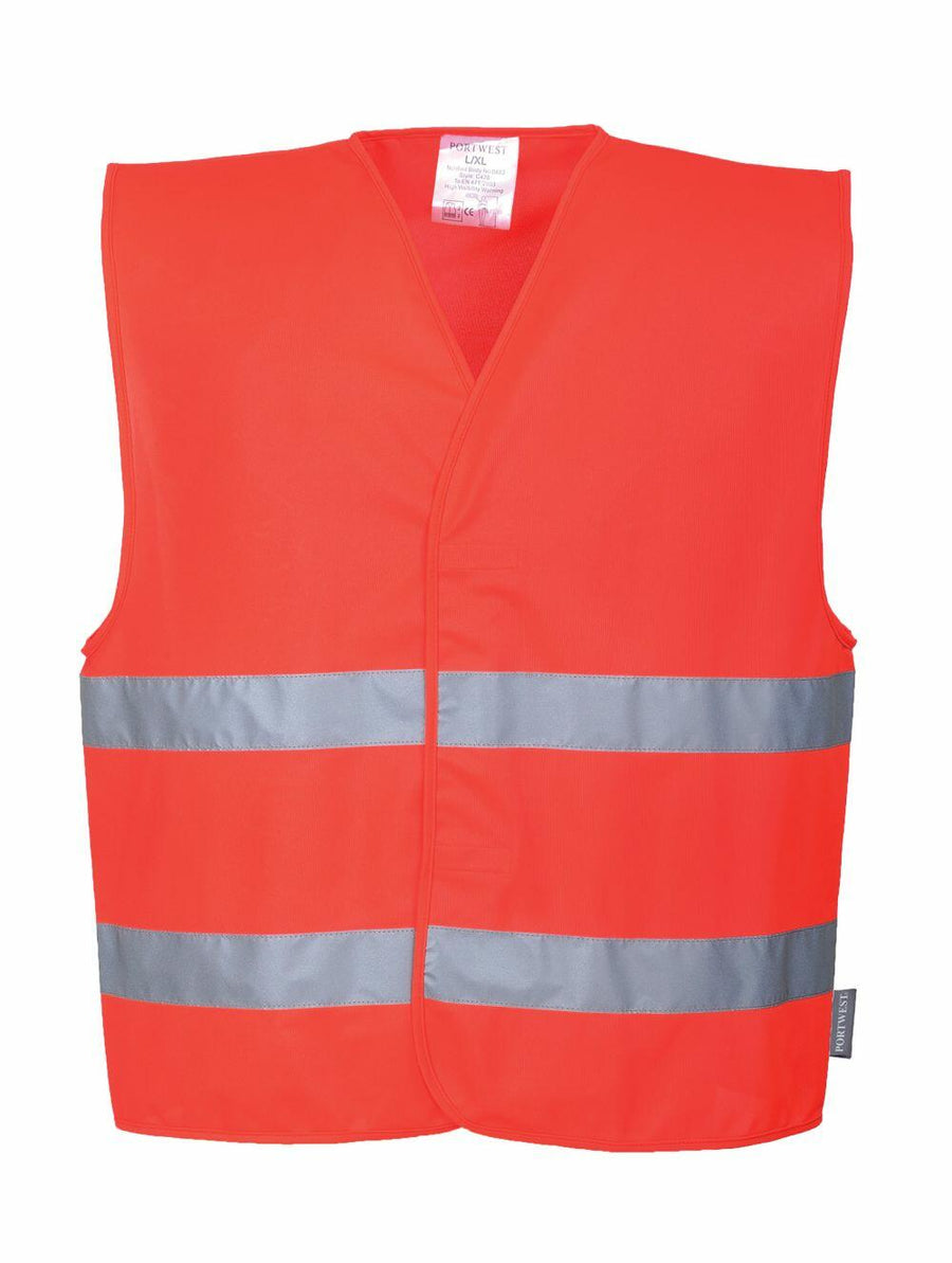 Introducing the PW333 by Portwest: a vibrant orange safety vest featuring reflective horizontal stripes.