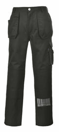 Portwest's PW342 cargo pants in black feature multiple pockets and reinforced knee patches.