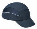 A Portwest PW362 cap featuring a black color with a curved brim, mesh ventilation panels, and a reflective strip on the side.