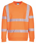 Bright orange safety sweatshirt with reflective silver strips around the torso and arms, PW412 by Portwest.