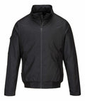 Portwest's PW510 jacket is a black zip-up with a high collar and two front pockets.