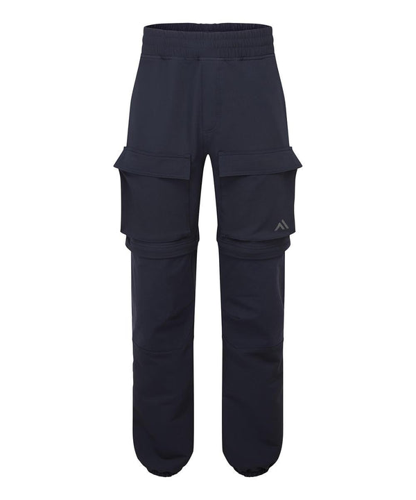 The Portwest KX3 Sport 2-in-1 Trousers (KX352) feature a dark colour, elasticated waistband, two large thigh flap pockets, adjustable ankle cuffs, and a reflective logo on the left pocket. Shown on a plain white background.