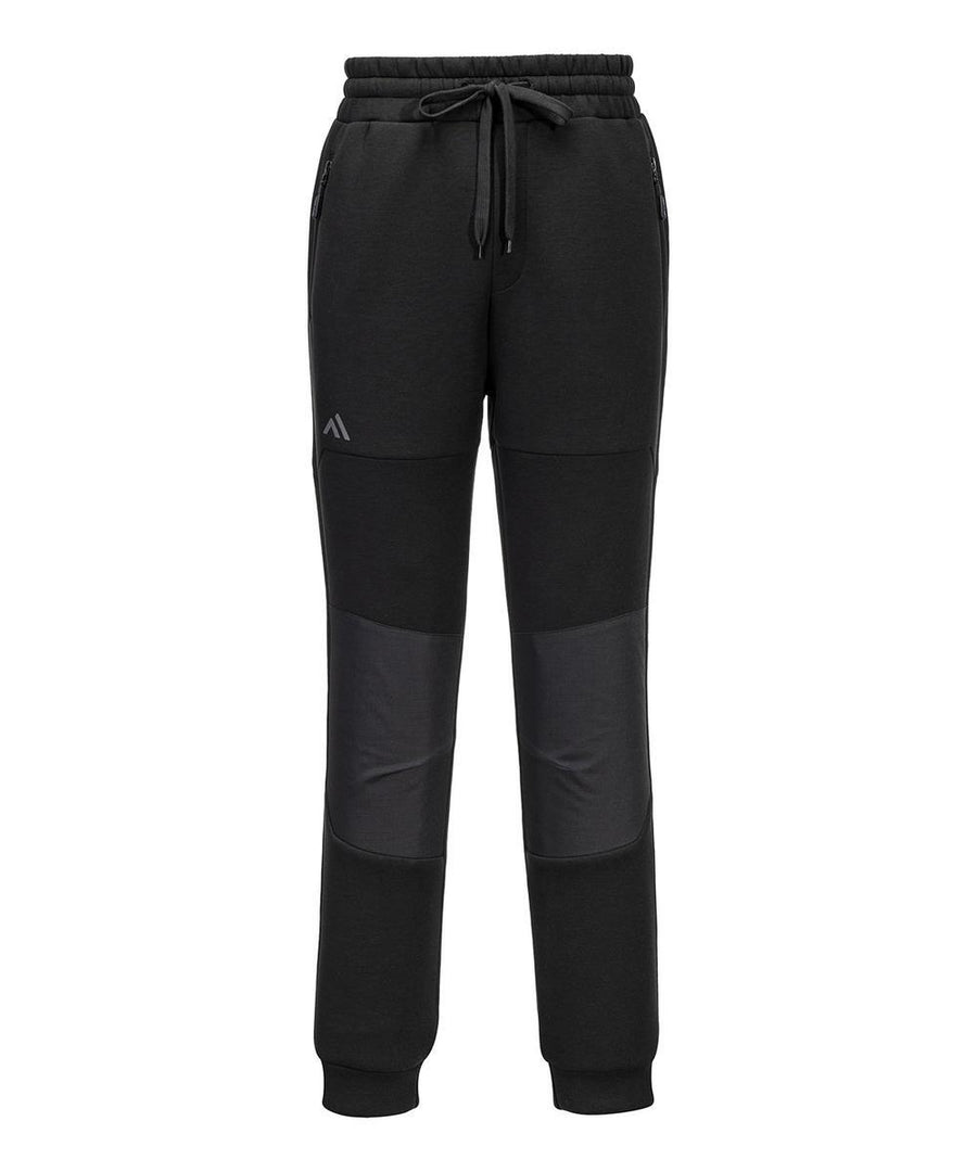 Tracksuit bottoms with an elasticated waistband, drawcord fastening, zipped side pockets, reinforced knees, ribbed cuffs, and a small logo on the upper left thigh.