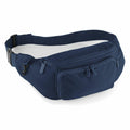 A Quadra QD012 waist bag in navy blue, featuring multiple zippered compartments and an adjustable strap.
