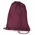 The Quadra QD017 maroon drawstring backpack features a clean, minimalist design.