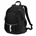 The Quadra QD057 is a black backpack featuring multiple zippered compartments and adjustable straps.