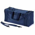 The Quadra QD080 is a blue duffel bag featuring multiple compartments, black handles, and a detachable shoulder strap.