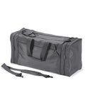 The Quadra QD080 is a spacious gray duffel bag featuring multiple zippers and a detachable shoulder strap, displayed on a white background.