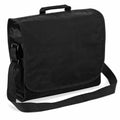 A Quadra QD090 messenger bag in black featuring a flap cover, an adjustable shoulder strap, and a top handle.