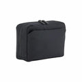 A Quadra QD272 black zippered toiletry bag featuring a front pocket and a sleek design.
