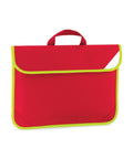 The QD452 by Quadra features a red design with green edges, complemented by a red handle and a fold-over flap adorned with a white triangle detail in the corner.