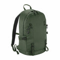 The QD520 backpack by Quadra, featuring a green color, multiple pockets, and adjustable straps, displayed against a white background.