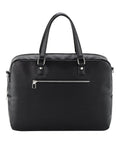 The "Bags" product is a black leather handbag with two handles, a front zipped pocket, silver fittings, and a simple rectangular design. It is displayed against a white background.