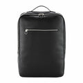 A Quadra QD774 backpack featuring black leather with a top handle and a front zippered pocket.