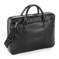Quadra's QD892 black leather briefcase features dual handles and a detachable shoulder strap.