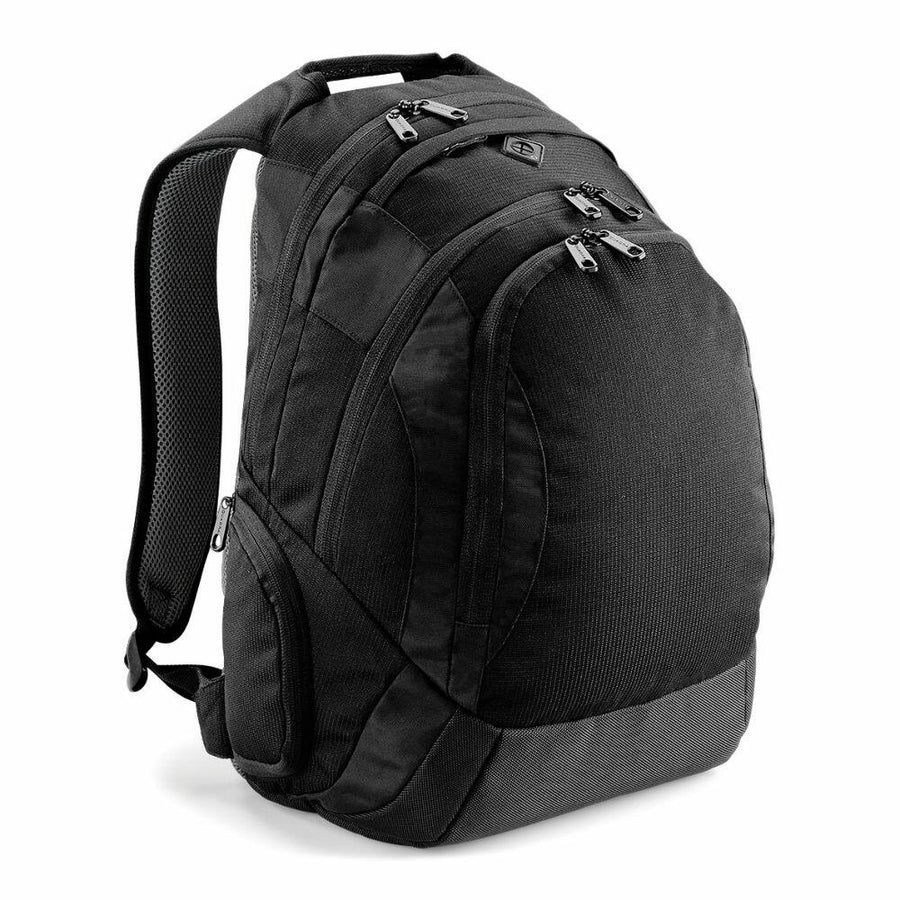 The QD905 by Quadra is a black backpack featuring multiple compartments and adjustable shoulder straps.