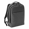 The Quadra QD990 is a gray, modern backpack featuring multiple compartments and a top handle.