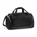 Introducing the Quadra QS270: a stylish black duffel bag featuring two handles, a shoulder strap, a spacious zippered main compartment, and convenient side pockets.