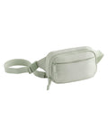 The Bags waist bag in light grey features a front zip pocket, adjustable strap, and a zipped main compartment, shown against a white background.