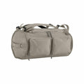 The Quadra QS320 is a beige duffel bag featuring two front zippered pockets and an adjustable shoulder strap.