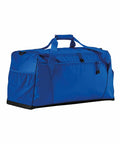 The QS470 by Quadra is a spacious blue duffel bag featuring multiple zippered compartments and dual handles.