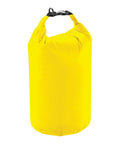 A vibrant yellow QX615 dry bag by Quadra featuring a roll-top closure and a black buckle on top.