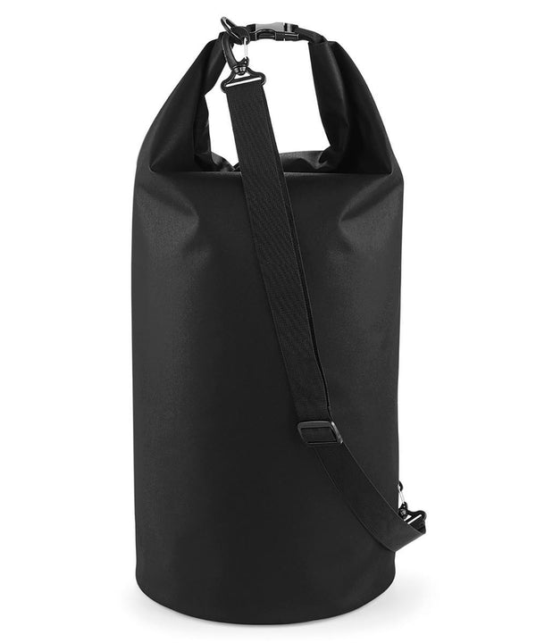 The Quadra SLX 40 litre waterproof drytube is a large black dry bag with a roll-top fastening, top buckle, and adjustable shoulder strap. The bag stands upright on a plain white background.