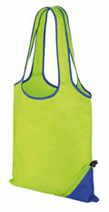 The R002X by Result Core is a reversible tote bag featuring long handles, crafted in vibrant green and blue fabric.