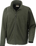 The Result Urban Outdoor R109A, a green standing collar zip-up fleece jacket, is showcased against a white background.
