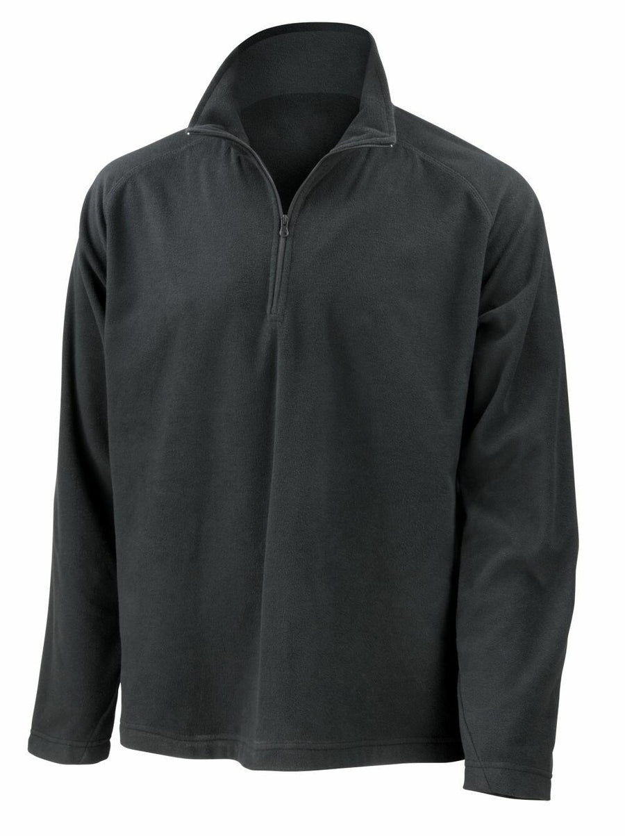 A dark green quarter-zip fleece pullover with long sleeves from Result Core, model R112X.