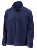 A Result Core R112X navy blue fleece pullover featuring long sleeves and a quarter-zip collar.