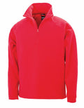 A vibrant red R112X fleece pullover by Result Core, featuring long sleeves and a half-zip collar, showcased against a white background.
