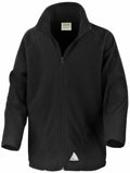 The Result Core R114J is a black fleece jacket featuring a front zipper and a high collar, showcased on a plain background.