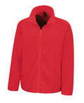 Introducing the R114X by Result Core: a vibrant red, long-sleeved fleece jacket featuring a full-length zipper and a high collar. This pristine jacket is showcased against a crisp white background.