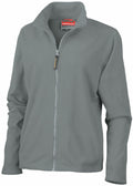 Result's R115F is a gray zip-up fleece jacket featuring a stand-up collar and long sleeves.