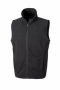R116X black sleeveless zippered vest with a high collar by Result Core, displayed on a white background.