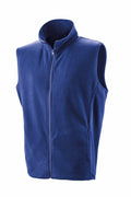 A result core R116X vest, featuring a sleeveless design in blue fleece with a high collar and front zipper, displayed on a white background.