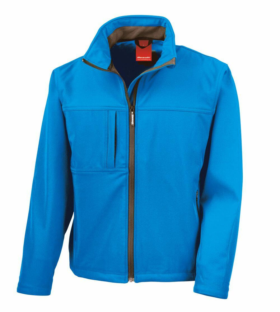 R121A by Result: A vibrant blue jacket featuring a high collar, multiple front pockets, and a zippered design against a white backdrop.